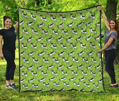 Green Doodle Bull Terrier Pattern Print Quilt
