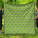 Green Doodle Bull Terrier Pattern Print Quilt