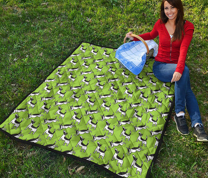 Green Doodle Bull Terrier Pattern Print Quilt