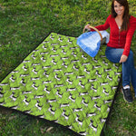 Green Doodle Bull Terrier Pattern Print Quilt
