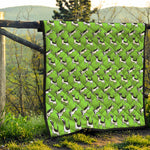 Green Doodle Bull Terrier Pattern Print Quilt