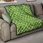 Green Doodle Bull Terrier Pattern Print Quilt