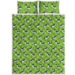 Green Doodle Bull Terrier Pattern Print Quilt Bed Set