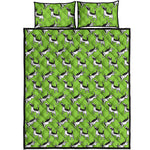 Green Doodle Bull Terrier Pattern Print Quilt Bed Set