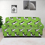 Green Doodle Bull Terrier Pattern Print Sofa Cover