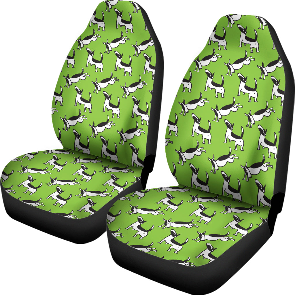 Green Doodle Bull Terrier Pattern Print Universal Fit Car Seat Covers