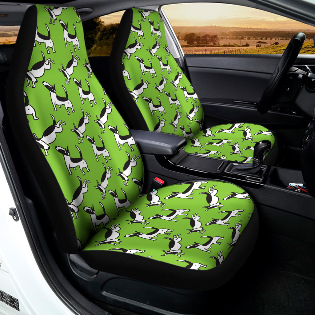 Green Doodle Bull Terrier Pattern Print Universal Fit Car Seat Covers