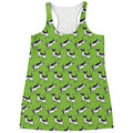 Green Doodle Bull Terrier Pattern Print Women's Racerback Tank Top