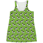 Green Doodle Bull Terrier Pattern Print Women's Racerback Tank Top