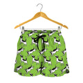 Green Doodle Bull Terrier Pattern Print Women's Shorts
