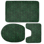 Green Dragon Scales Pattern Print 3 Piece Bath Mat Set