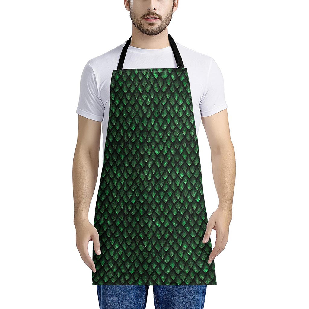 Green Dragon Scales Pattern Print Apron