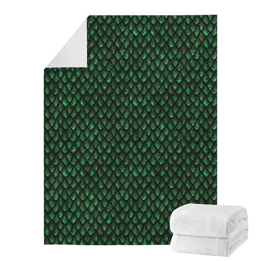 Green Dragon Scales Pattern Print Blanket