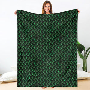 Green Dragon Scales Pattern Print Blanket