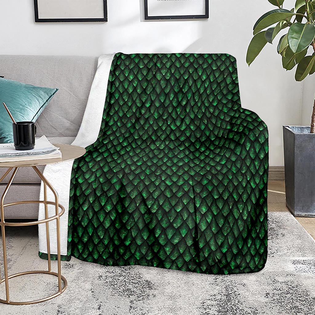 Green Dragon Scales Pattern Print Blanket