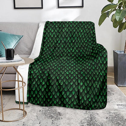 Green Dragon Scales Pattern Print Blanket