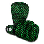 Green Dragon Scales Pattern Print Boxing Gloves