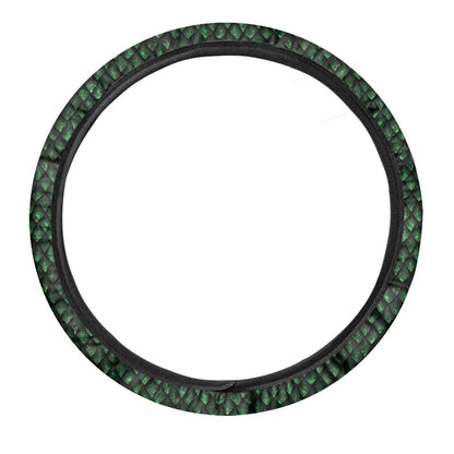 Green Dragon Scales Pattern Print Car Steering Wheel Cover