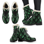 Green Dragon Scales Pattern Print Comfy Boots GearFrost