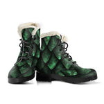 Green Dragon Scales Pattern Print Comfy Boots GearFrost