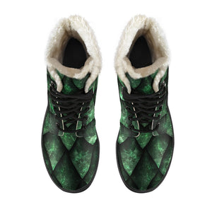 Green Dragon Scales Pattern Print Comfy Boots GearFrost