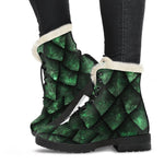 Green Dragon Scales Pattern Print Comfy Boots GearFrost