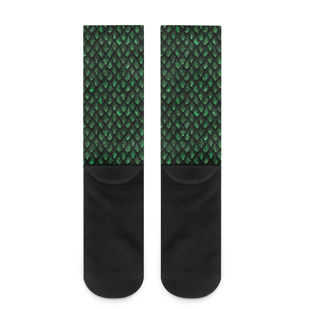 Green Dragon Scales Pattern Print Crew Socks