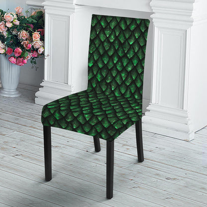Green Dragon Scales Pattern Print Dining Chair Slipcover