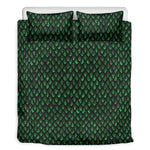 Green Dragon Scales Pattern Print Duvet Cover Bedding Set