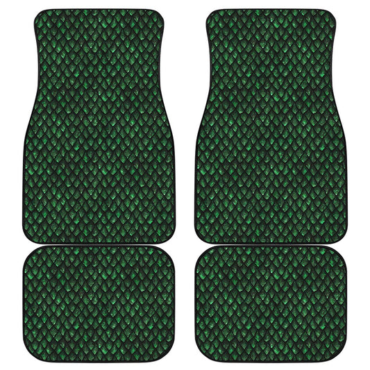 Green Dragon Scales Pattern Print Front and Back Car Floor Mats