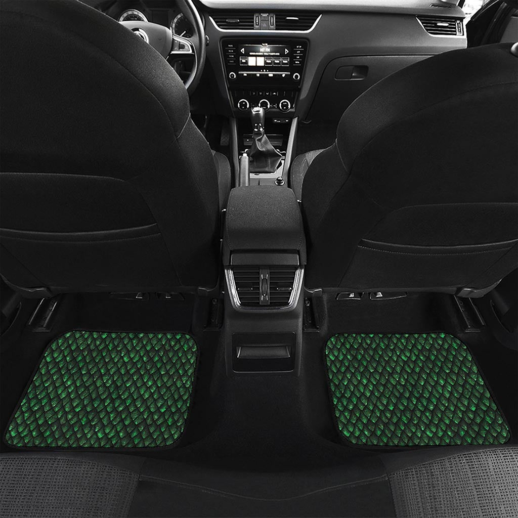 Green Dragon Scales Pattern Print Front and Back Car Floor Mats