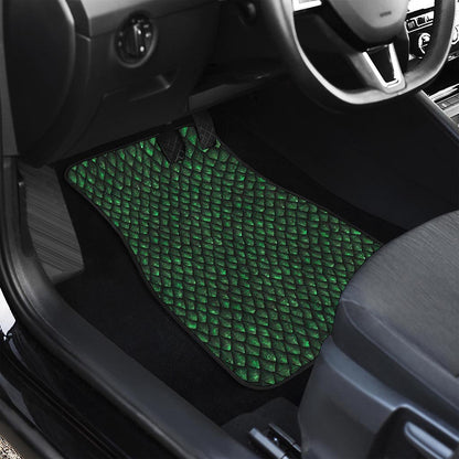 Green Dragon Scales Pattern Print Front and Back Car Floor Mats