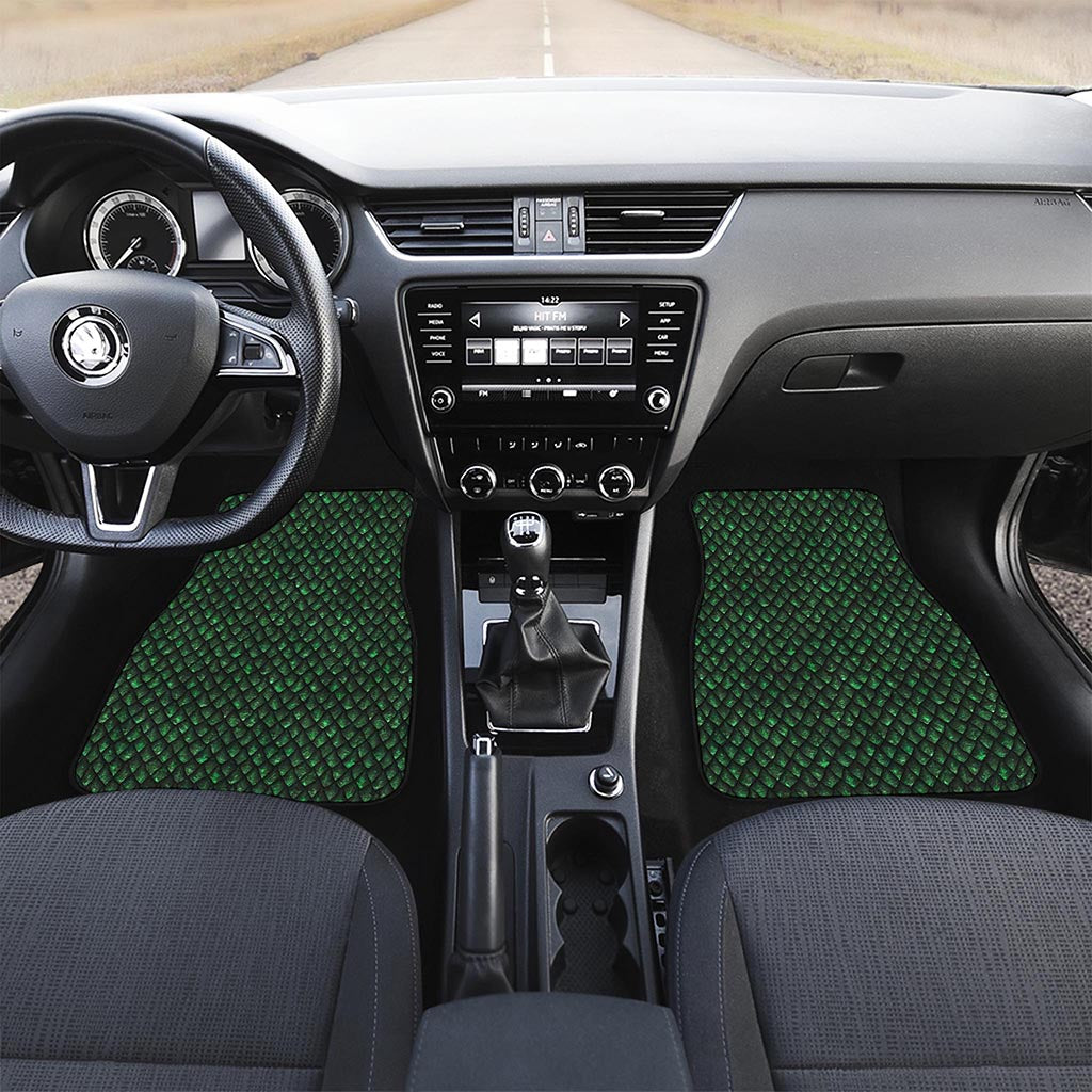 Green Dragon Scales Pattern Print Front Car Floor Mats