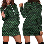 Green Dragon Scales Pattern Print Hoodie Dress GearFrost