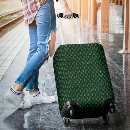 Green Dragon Scales Pattern Print Luggage Cover GearFrost