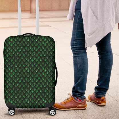 Green Dragon Scales Pattern Print Luggage Cover GearFrost