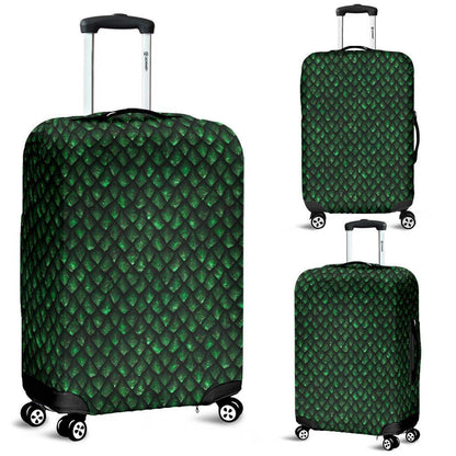 Green Dragon Scales Pattern Print Luggage Cover GearFrost