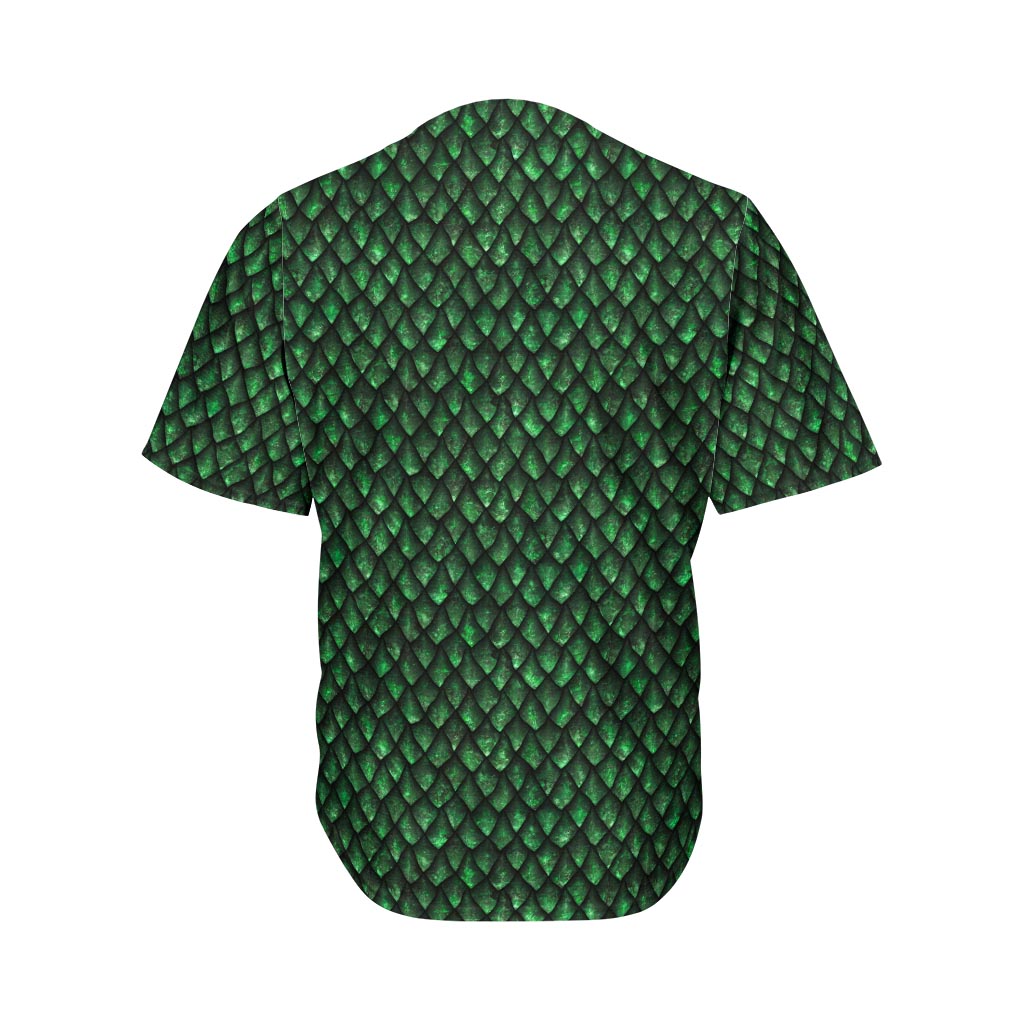 Green Dragon Scales Pattern Print Men's Baseball Jersey