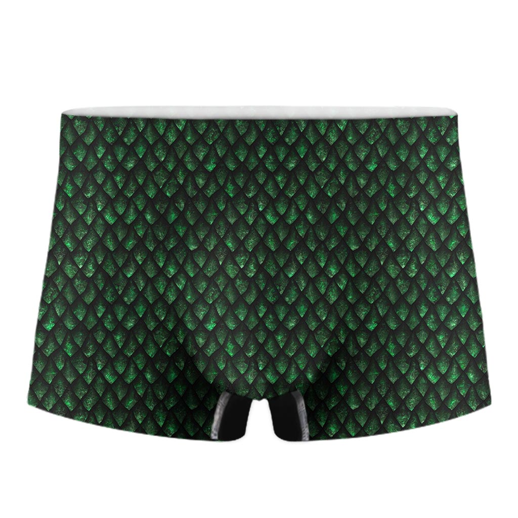 Green Dragon Scales Pattern Print Men's Boxer Briefs