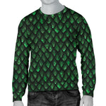 Green Dragon Scales Pattern Print Men's Crewneck Sweatshirt GearFrost