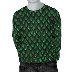 Green Dragon Scales Pattern Print Men's Crewneck Sweatshirt GearFrost