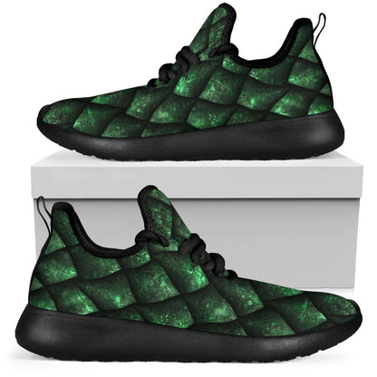 Green Dragon Scales Pattern Print Mesh Knit Shoes GearFrost