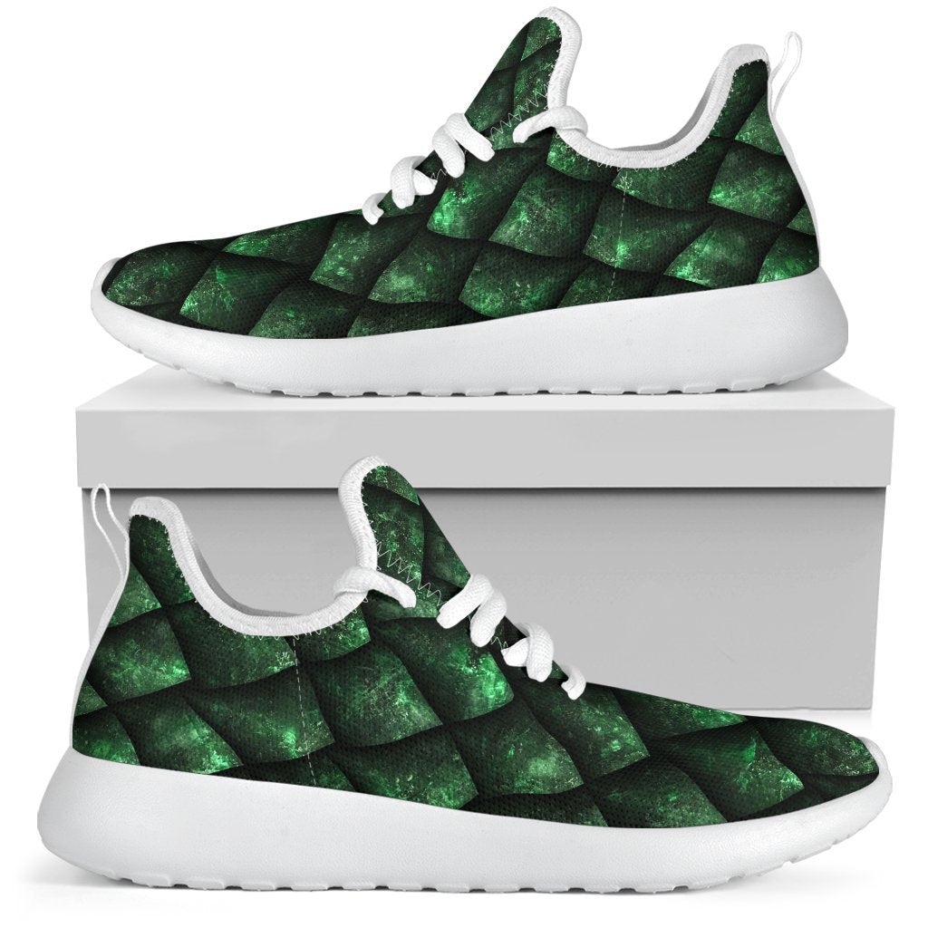 Green Dragon Scales Pattern Print Mesh Knit Shoes GearFrost