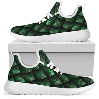 Green Dragon Scales Pattern Print Mesh Knit Shoes GearFrost