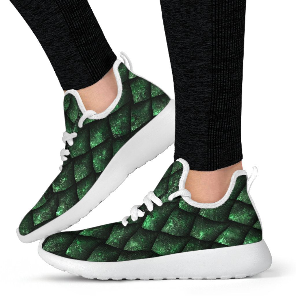 Green Dragon Scales Pattern Print Mesh Knit Shoes GearFrost