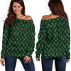 Green Dragon Scales Pattern Print Off Shoulder Sweatshirt GearFrost