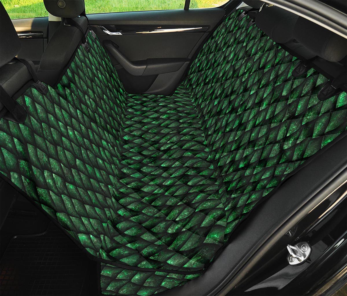 Green Dragon Scales Pattern Print Pet Car Back Seat Cover