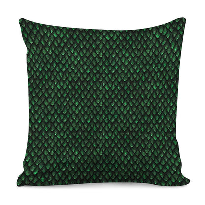 Green Dragon Scales Pattern Print Pillow Cover