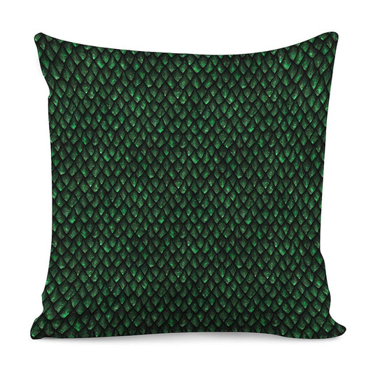 Green Dragon Scales Pattern Print Pillow Cover