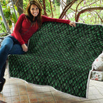 Green Dragon Scales Pattern Print Quilt